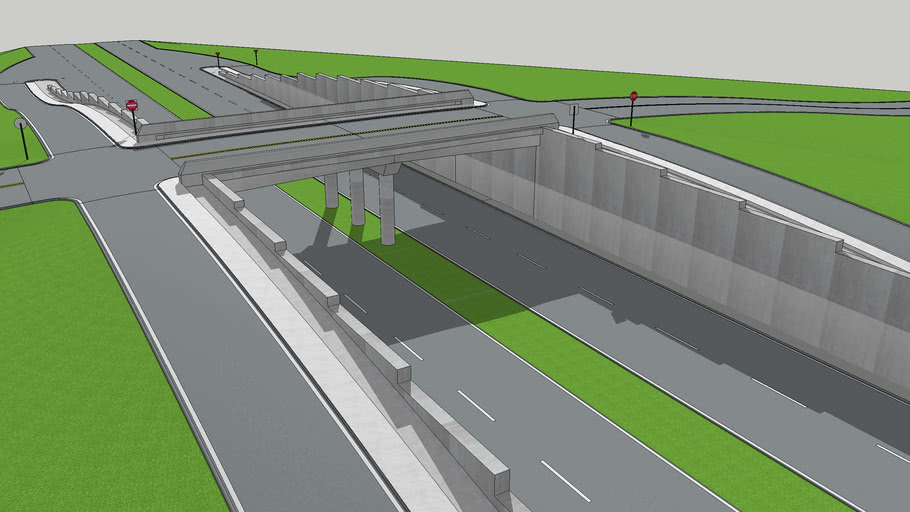 Highway Road Bridge Overpass On Ramps Off Ramps Underpass 3D Warehouse