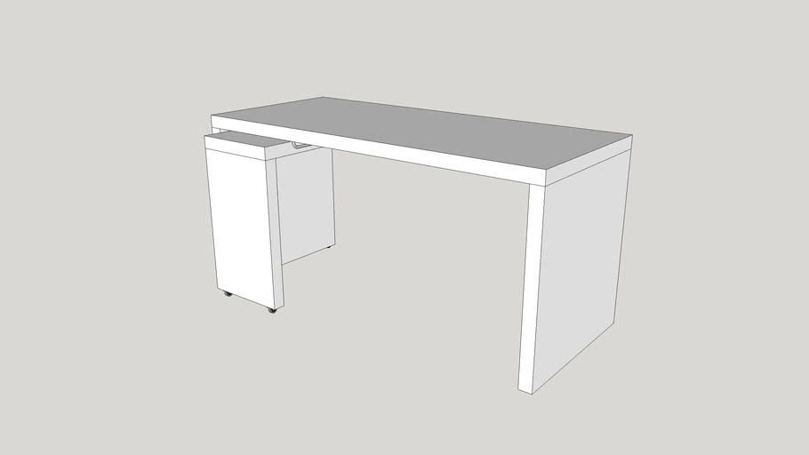 IKEA MALM Desk with pullout panel (left), white 3D Warehouse