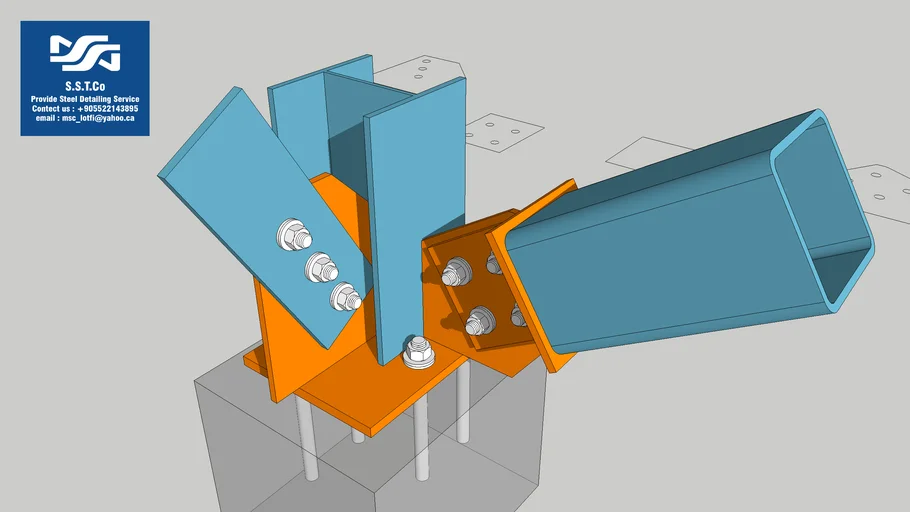 Gusset plate to column and base plate 3D Warehouse
