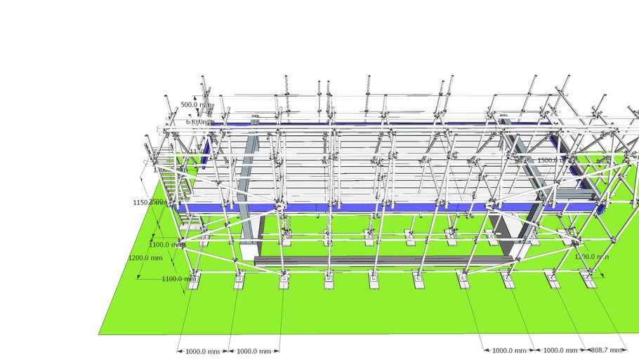 Birdcage scaffold attached to PE design load bearing Independent