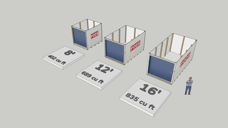 PODS Storage Container Size Options 3D Warehouse