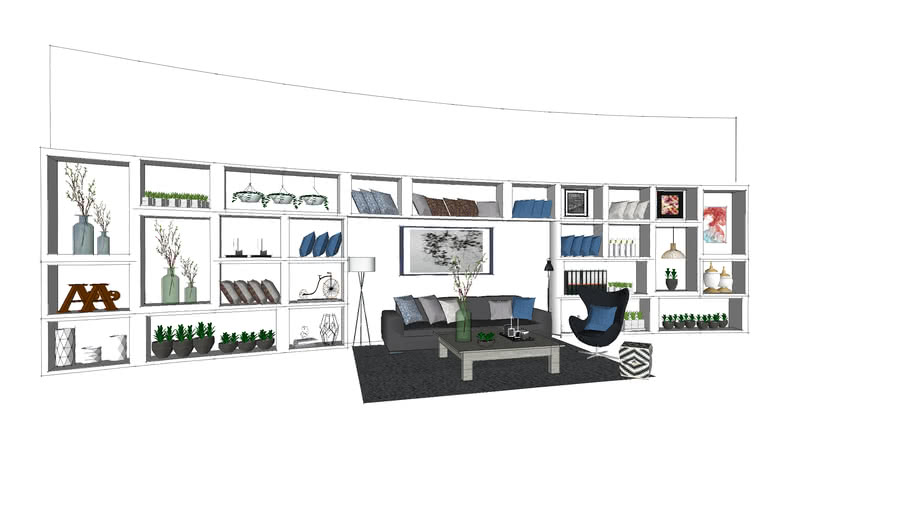 curved wall shelf store display 3D Warehouse