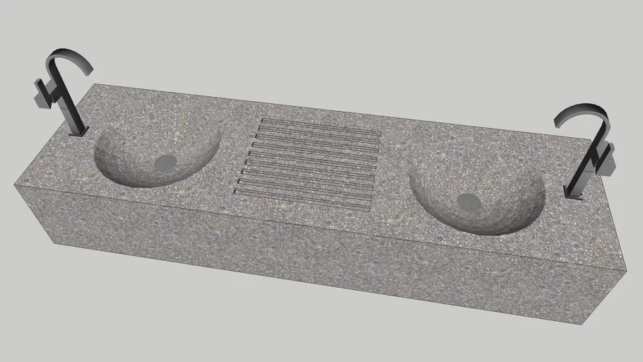 Double sink / lavatory for clothes and feet washing 3D Warehouse