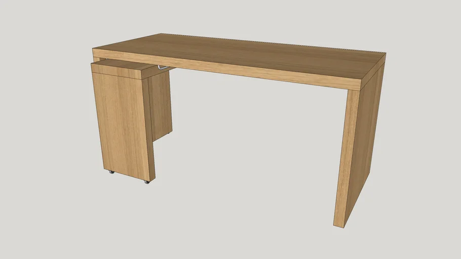 IKEA MALM Desk with pullout panel (left), oak veneer 3D Warehouse
