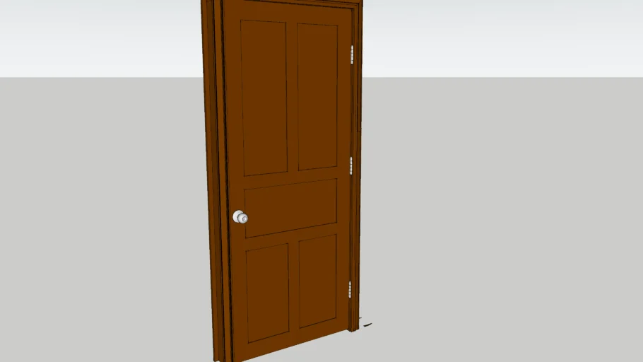 5 panel door with trim, hinges and door knob