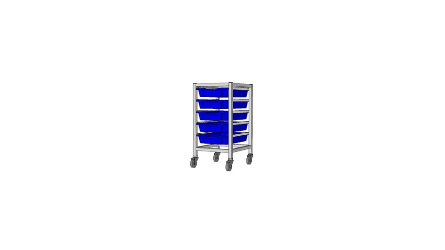 SET011225 - Gratnells single width trolley with shallow trays 725mm