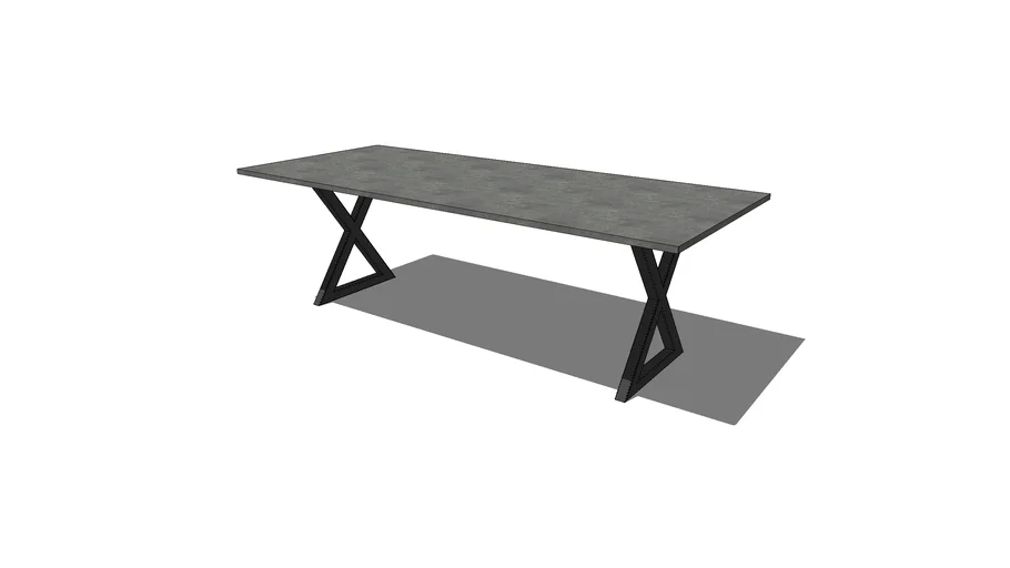 HCD – 96x40x30 X-Frame Dining Table w/2x2 Tube Steel (1” Top) | 3D ...