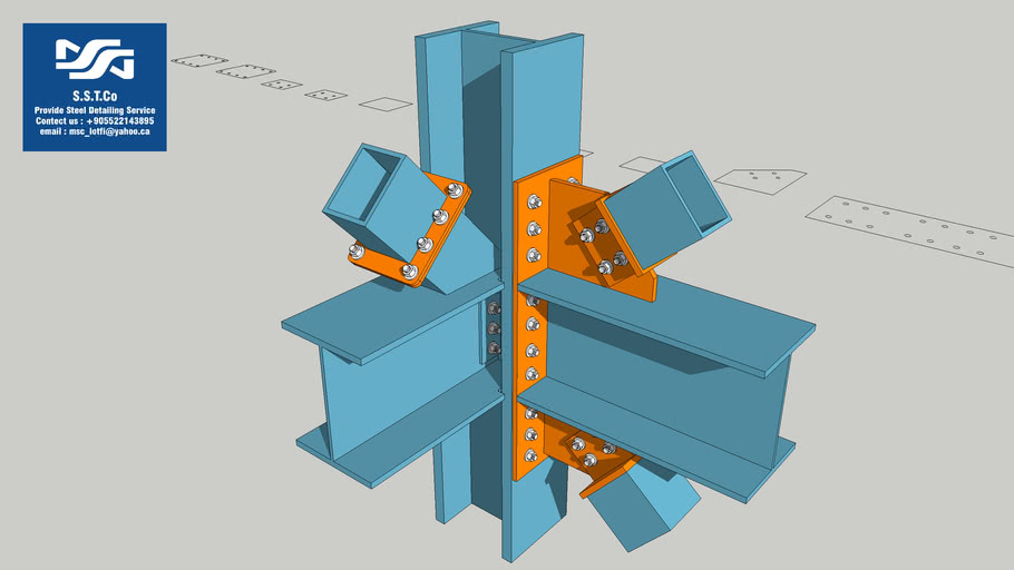 Gusset plate to beam and column 3D Warehouse