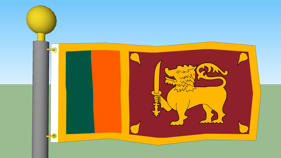 Sri Lanka Flag with Flagpole