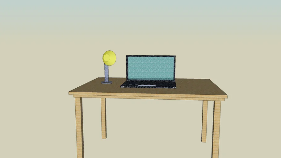 Laptop on a table with lamp 3D Warehouse
