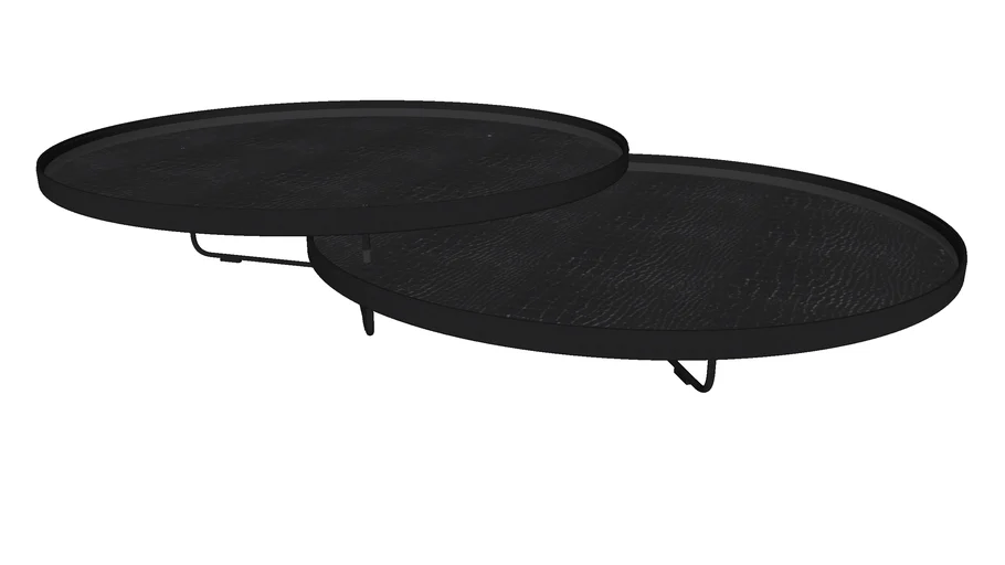 Adelphi Nesting Coffee Tables Black Crocco Reclaimed Leather by Modloft