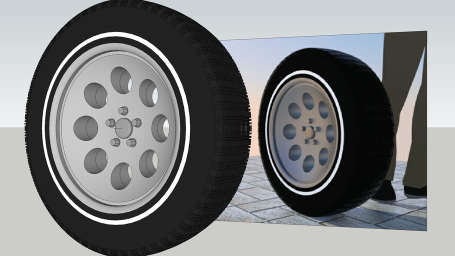 Whitewall Tire on Wheel 3D Warehouse