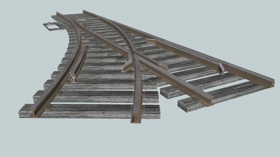 'Eco Rail Track'... 'Points'.. Old Wooden Split Sleepers.. 3D Warehouse