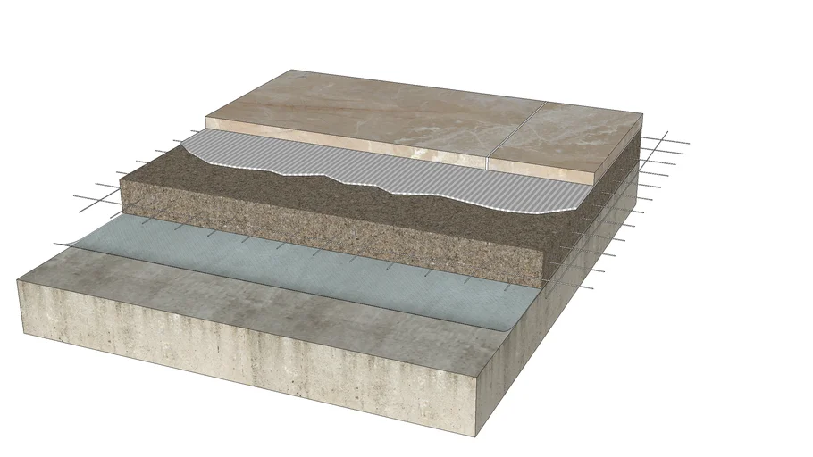 04.130.0203 Stone floor | Unbonded mortar bed over concrete substrate