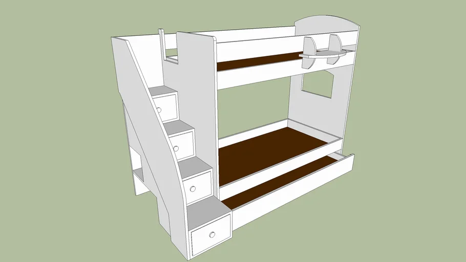 Bunk bed with extra storage + Trundle bed 3D Warehouse