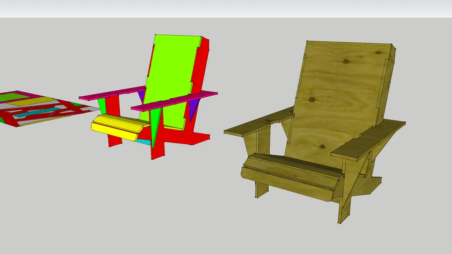 Plywood Adirondack Chair 3D Warehouse