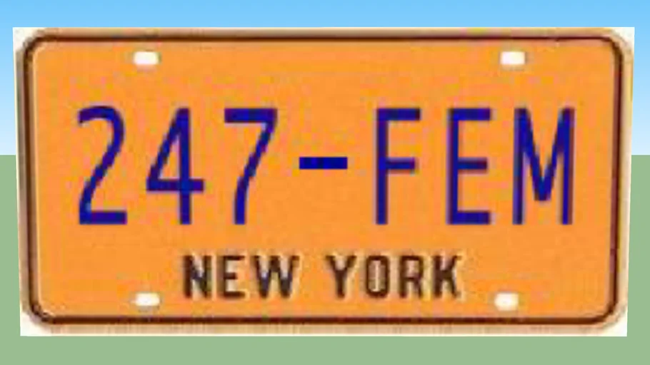 1973 New York License plate 247 FEM 3D Warehouse