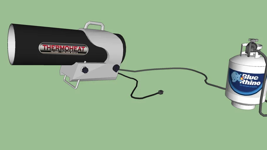 Thermoheat Forced Air Propane Heater with Blue Rhino Tank - 3D Warehouse