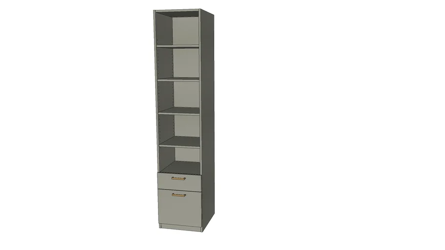 Open Shelf Narrow Cabinet with Drawers (18" Wide)