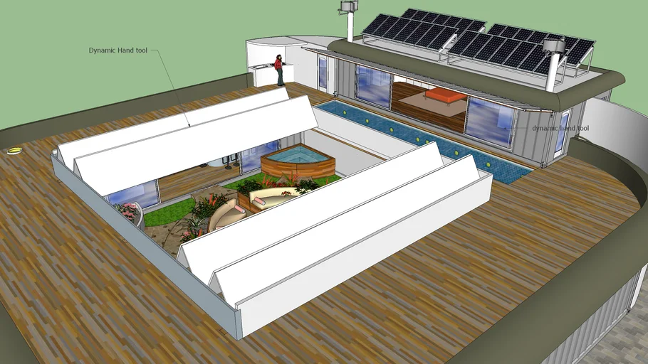 The best shipping container home ever with courtyard, 3D Warehouse