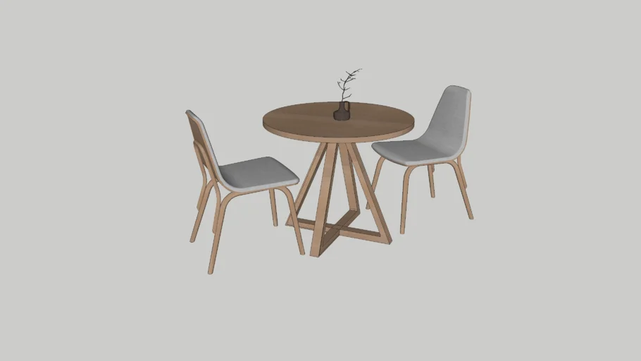 Rounded Dining Table with Chair