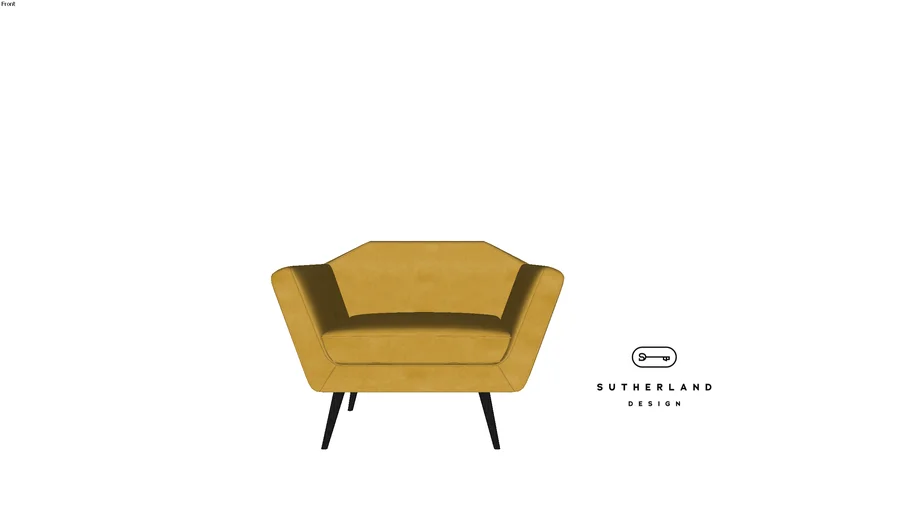 - Rocco fauteuil fluweel oker | 3D Warehouse