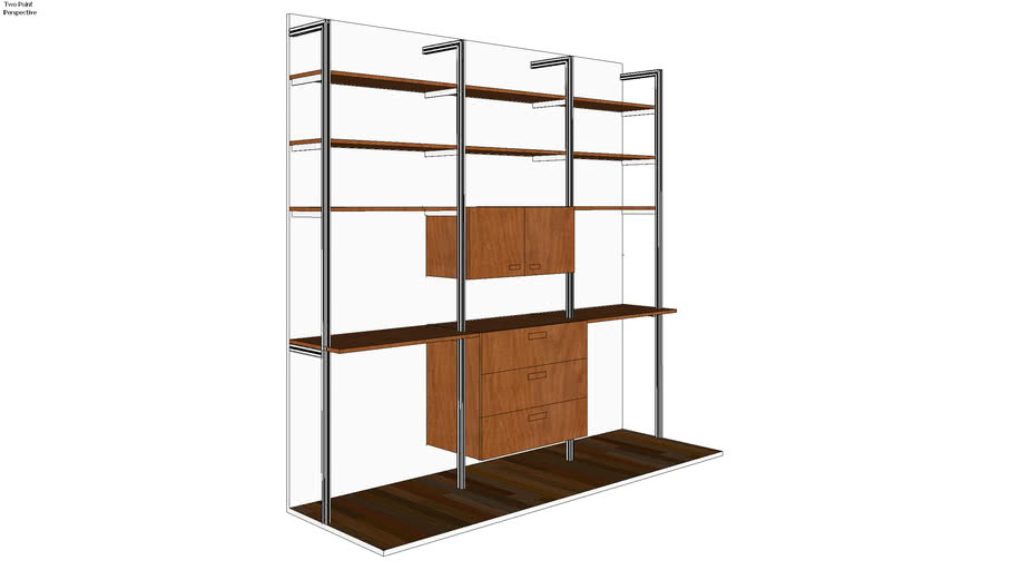 ISS Designs Modular Shelving 97' Wide 3 Bay Pole Mounted Double