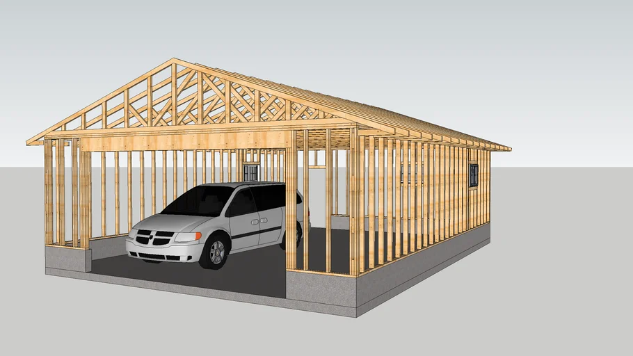 Stand-alone two car garage | 3D Warehouse