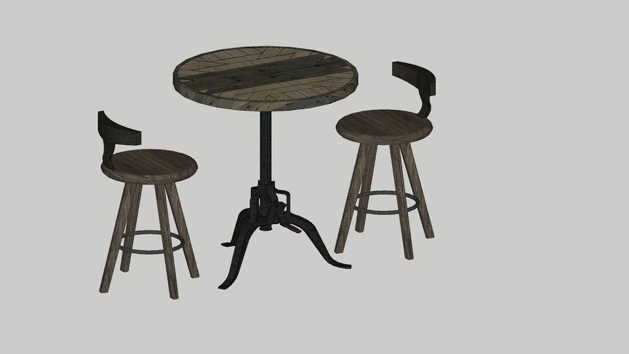 Wood cafe table and chair