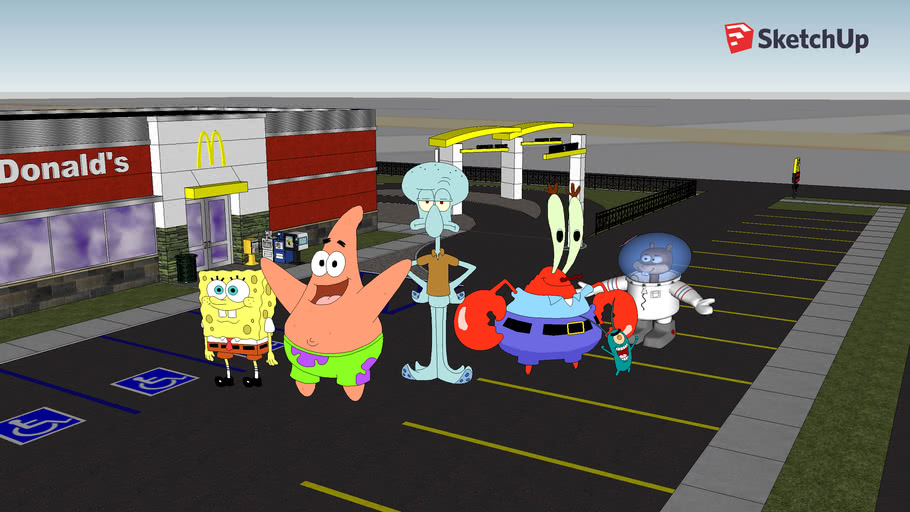 Spongebob & Patrick & Squidward & Mr Krabs & Plankton & Sandy Cheeks Gos To Mcdonalds