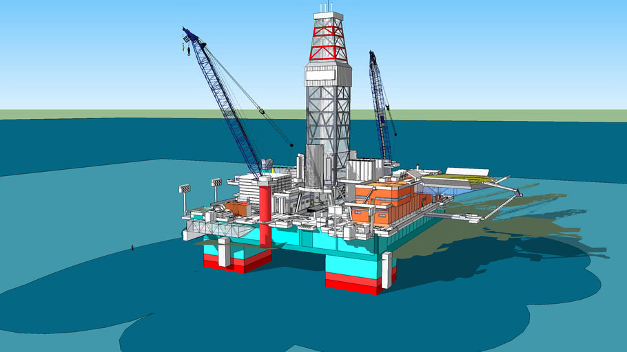 Semi Submersible Drilling Rig Heydar Aliyev By The Maersk Company 3d Warehouse