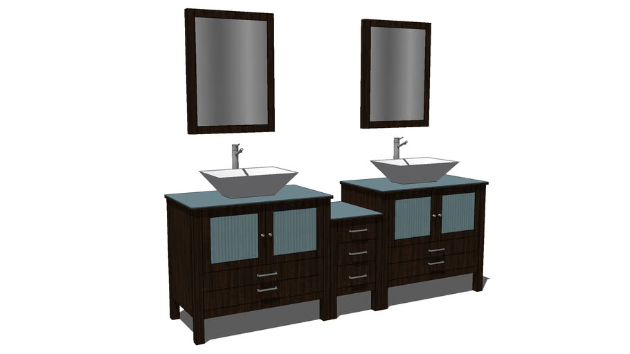 Bathroom, Double Vanity w/ Mirrors 3D Warehouse
