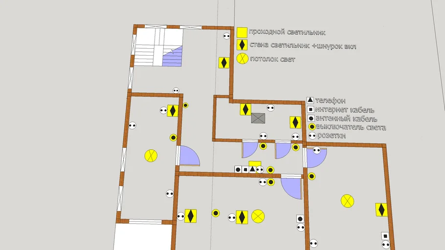 схема проводки 2 этаж | 3D Warehouse