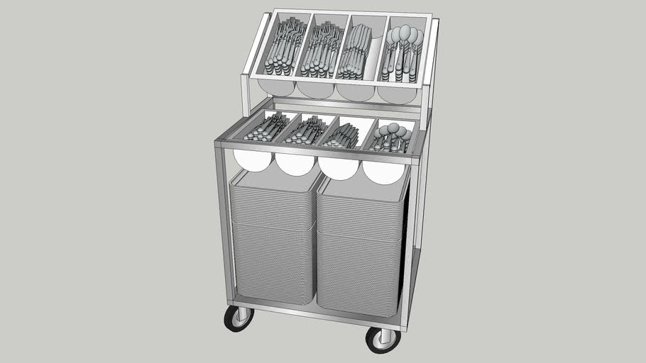 Tray Cutlery Trolley Large 3D Warehouse