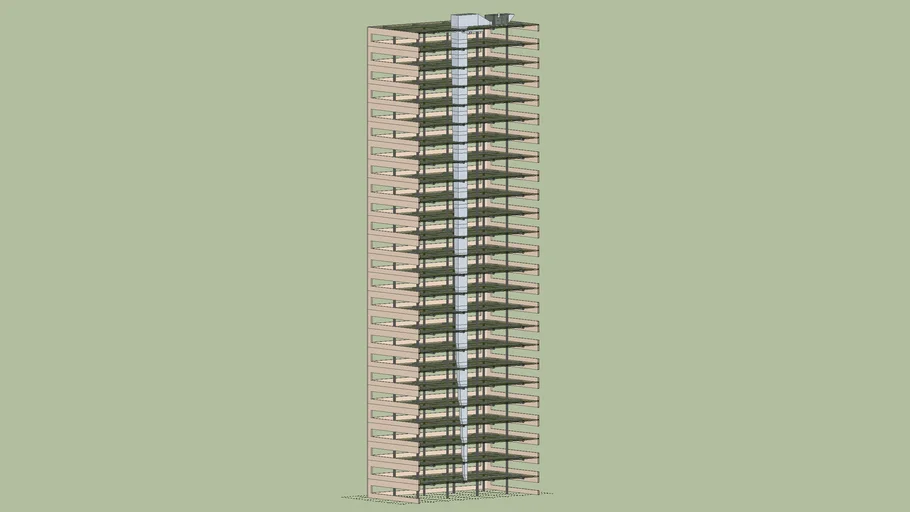 25 Storey Building with Make-up-air Unit and Ventilation Shaft | 3D ...