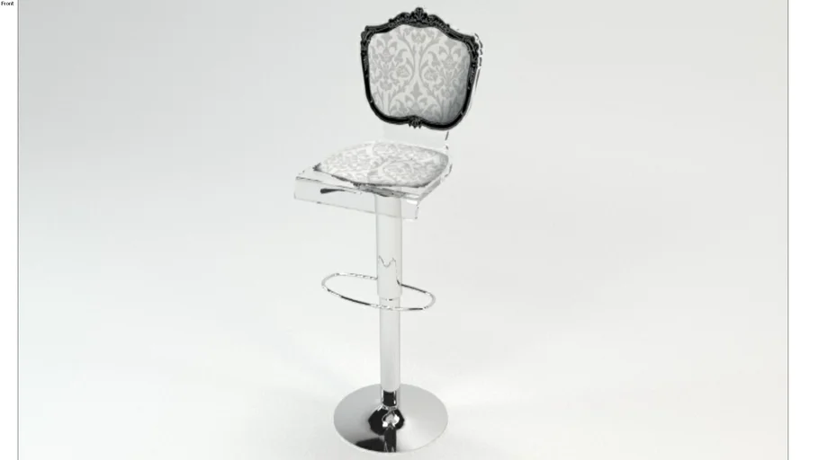 Tabouret Baroque Palazzo INT – Blanc Argent, Repose-pieds, Similicuir, Sculpture, Neuf