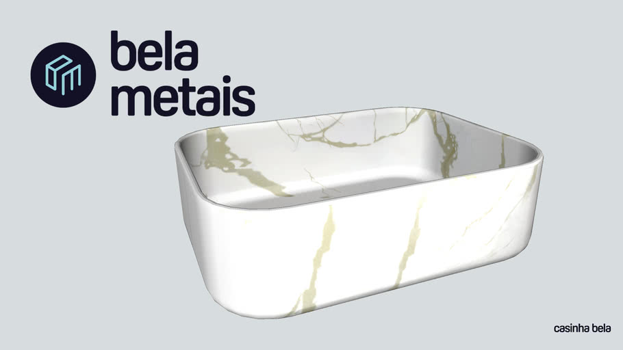 Cuba de Banheiro Louça Apoio Retangular 40 cm Maia Mármore Carrara (CLA54)