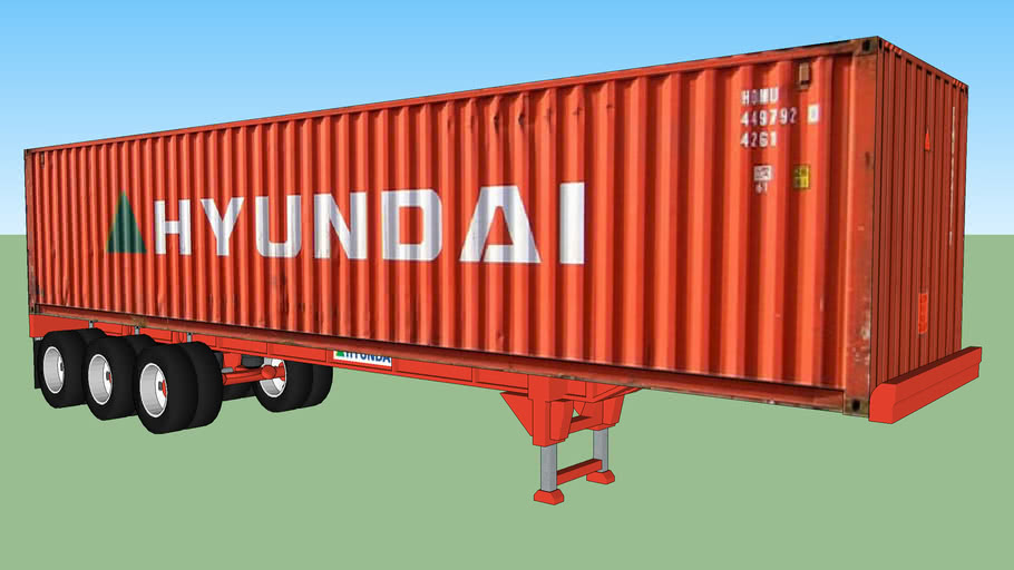 HYUNDAI container on chassis 40' 3D Warehouse