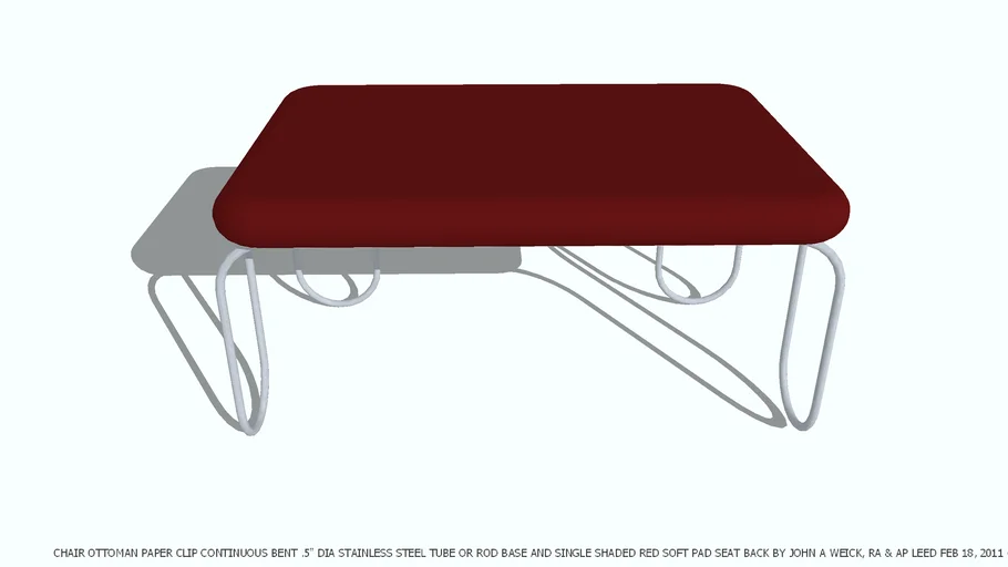 CHAIR OTTOMAN PAPER CLIP SHADED RED CUSHION BY JOHN A WEICK RA
