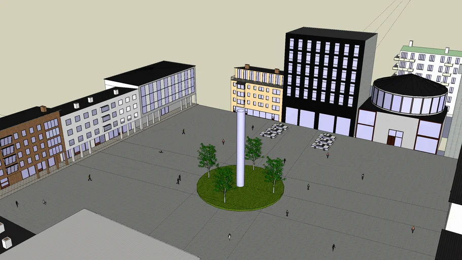 Town square with buildings 3D Warehouse