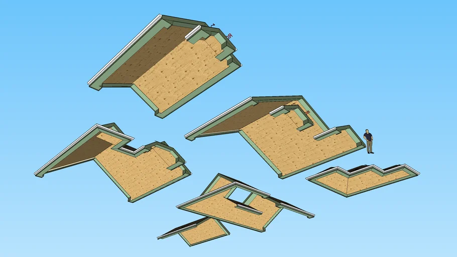 Complex Roof 11 - Gutters with Interior Gables