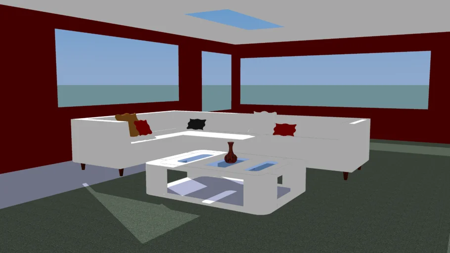 Living Room w/ Modern Furniture Set