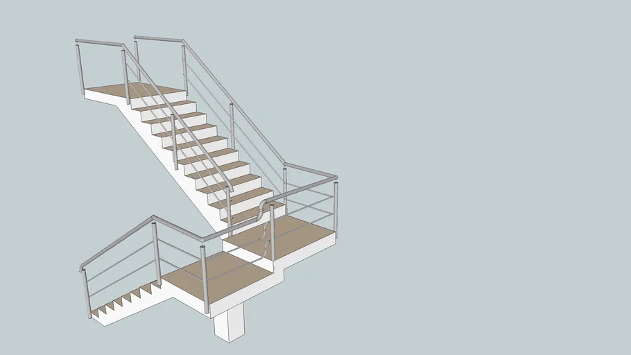 Stainless steel handrail stairs 3D Warehouse