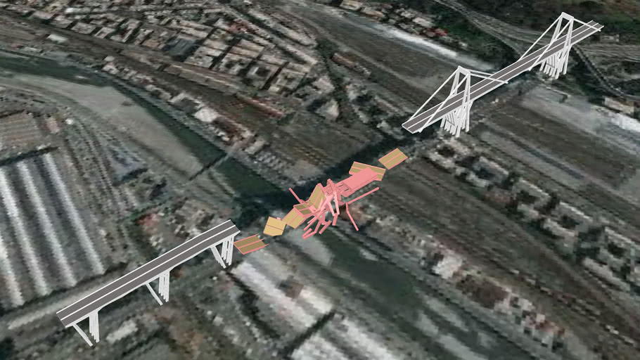 Morandi Bridge Italy collapse - Animation Scene