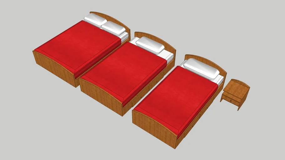 Cama cabecera mesas de noche - - 3D Warehouse