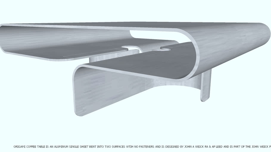 COFFEE TABLE ORIGAMI DESIGNED BY JOHN A WEICK RA & AP LEED