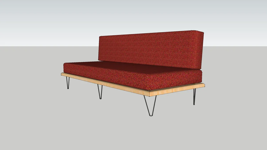 SOFA CLASSIC MCM DAYBED in RED TWEED w HAIRPIN LEGs 3D Warehouse