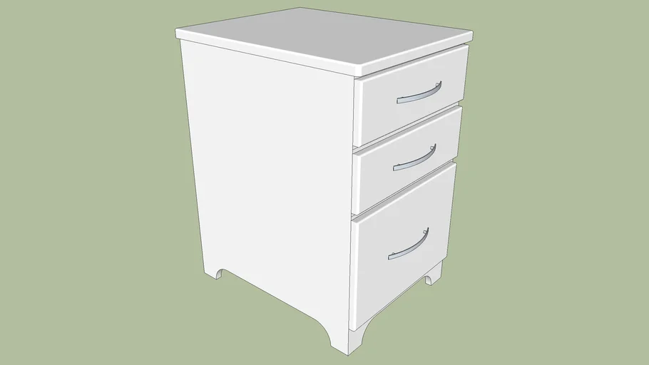 Basic 3 Drawer Contemporary Narrow Dresser w/Deep Drawer 3D Warehouse