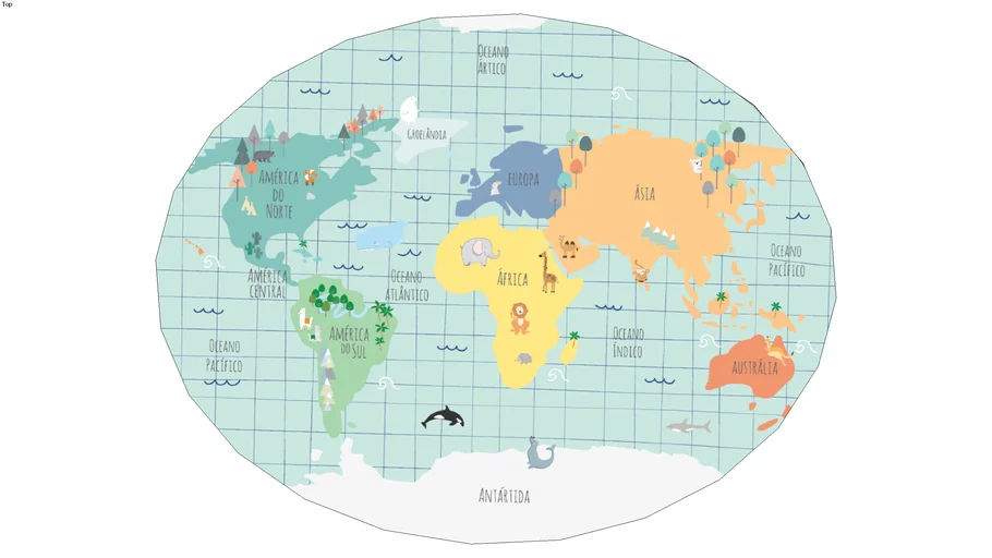 Tapete Mapa Mundi Colorido Oval Uauá Bab | 3D Warehouse