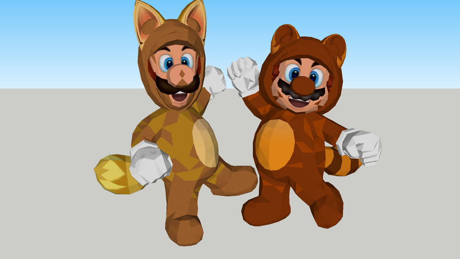 Kitsune Luigi And Tanooki Mario 3d Warehouse